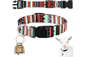 Yeyeplum Goat Collars with Bells, Sheep Grazing Copper Bells and Adjustable Nylon Collar Set Loud Bronze Bell for Farm Sheep Cow Accessories Christmas Thanksgiving Gift for Goat Lovers(Geometric)