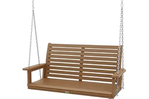 YEFU Hanging Porch Swing Outdoor,2-Seat Patio Swing Bench,All-Weather Swing Chair with Hanging Chains,Look Like Real Wood,for Garden and Courtyard,660LBS Weight Capacity,4FT,Teak
