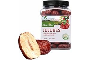NatureBliss Premium Jujube Dates, Chinese Red Dates (Hong Zao) Large-size, No Added Sugar, Non-GMO, Sweet Sun Dried Jujube Fruit for Snacks Salad, Brewing Tea, Soup, Baking, Oatmeal- 16 OZ