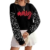 Christmas Sequin Sweater Womens Believe Christmas Sweatshirt Crewneck Long Sleeve Xmas Holiday Knit Pullover Top