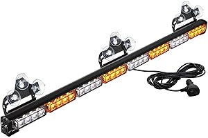 ASPL 36" 32LED Traffic Advisor Light Bar Warning Emergency Strobe Light Bar Directional Flashing Emergency Caution Lighting Led Safety Lights with 16 ft Straight Cord (Amber/White)