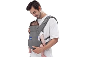 YEMKEZO Baby Carrier Newborn to Toddle,Baby Wrap Carrier(7-44lbs), Baby Carrier, with Hook&Loop for Easily Adjustable, Soft Fabric,Gray-Available in All Seasons