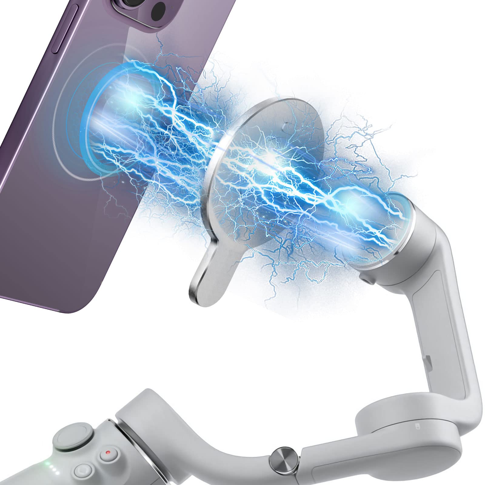 imluckies Magnetic Mount for dji, Double-sided magnetic attraction, Lightweight, practical, No damage to the Device, for MagSafe DJI OM 7P/7 / OM 6 / OM 5 / OM 4 SE/OM 4 Adapter, Silver