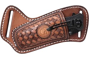 Tourbn Tourbon Leather Pocket Knife Sheath for Belt Large Folding Knives Holder Carrier Case Defense Military EDC Tools Holster, Brown