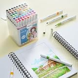 Ohuhu 64 Colors Water-Based Dual Tip Markers Chisel Brush Pens view 6