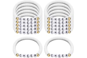 Yaure Joy 12 Pcs Cheerleader Gifts Stackable Clay Bead Cheer Bracelets Y2k Disc Surfer Friendship Bracelets for Cheerteam Girls
