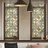 dktie Window Film Non Adhesive Privacy 44.5x200cm Stained Glass UV Blocking view 5