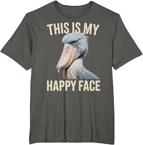 Funny Shoebill Stork Bird Happy Face T-Shirt