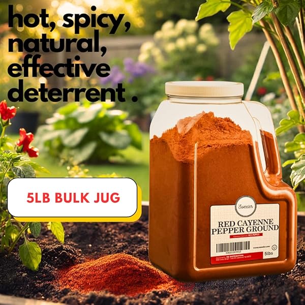 SWEELER BULK RED GROUND CAYENNE PEPPER 5LB – EXTREME HIGH HEAT IN LARGE JUG FOR KITCHEN OR WILDLIFE DETERRENT
