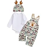 Xnqiwq Newborn Baby Boy Hunting Clothes Romper Camo Overalls Pants Set Hat 3Pcs Infant Fall Winter Outfits