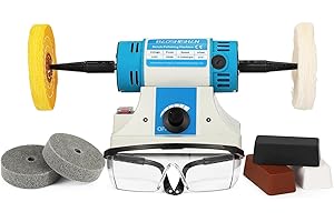 BAOSHISHAN Bench Buffer Jewelry Polisher, Variable Speed Benchtop Polishing Buffing Machine, with 2 Cotton Polishing Wheel fo