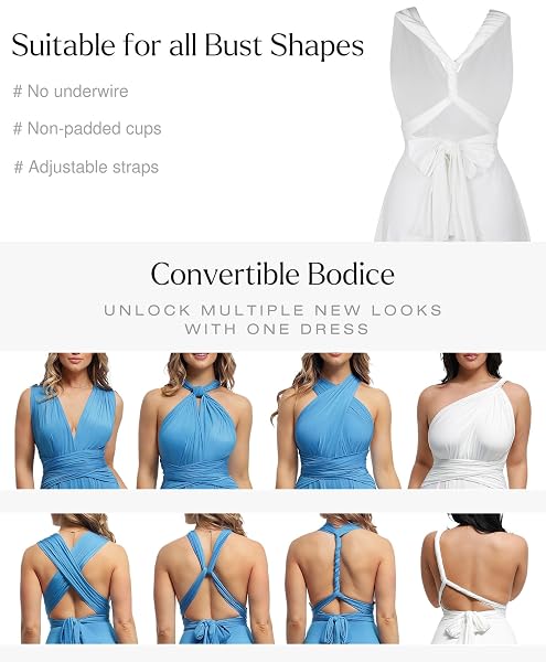 POPILUSH BRIDESMAIDS DRESSES – MOTHER OF BRIDE INFINITY SHAPEWEAR FORMAL WEDDING GUEST MIDI DRESS FOR WOMEN WHITE