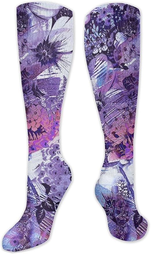 Floral Pattern Compression Socks for Women Men Circulation