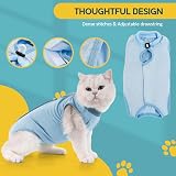 Avont Cat Recovery Suit Post Surgery Elizabethan Collar Alternative Blue M view 3