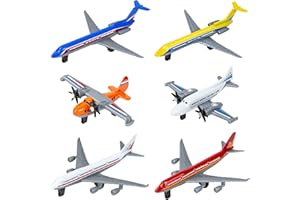 TCVENTS Toy Airplane 6 Pack, Diecast Airplane Toy for Boys Age 3 4-7 8-12, Alloy Planes Model/Glider Planes/Airlines Plane Toys for Kids Birthday Airforce Party Favors