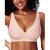 Deep V Wireless Jelly Bras for Women Push Up Bralette Seamless No Underwire Support T-Shirt Comfort Plunge Full Coverage
