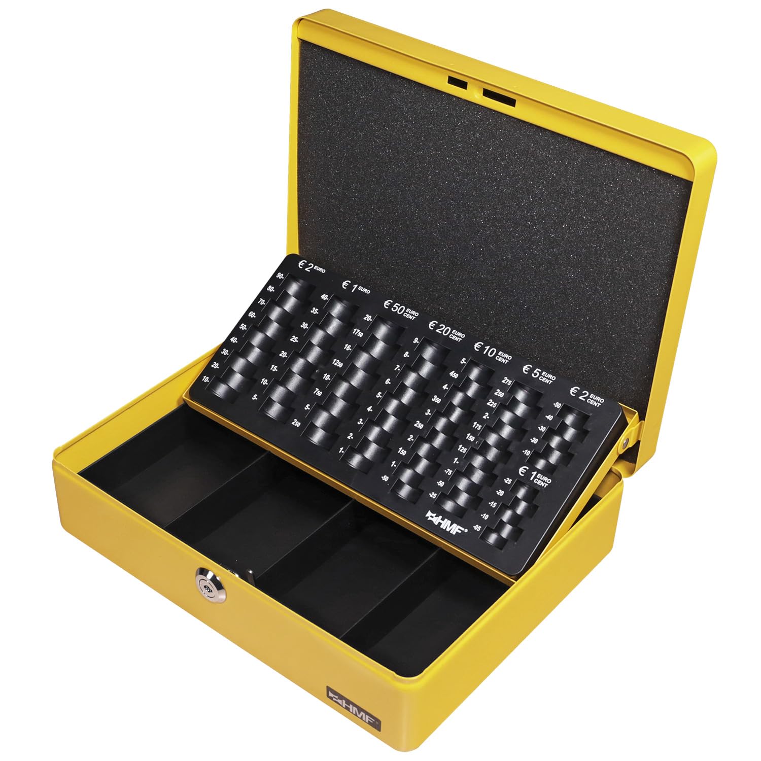 HMF 10015-17 Cash Box with Euro Coin Tray 30 x 24 x 9 cm, Yellow