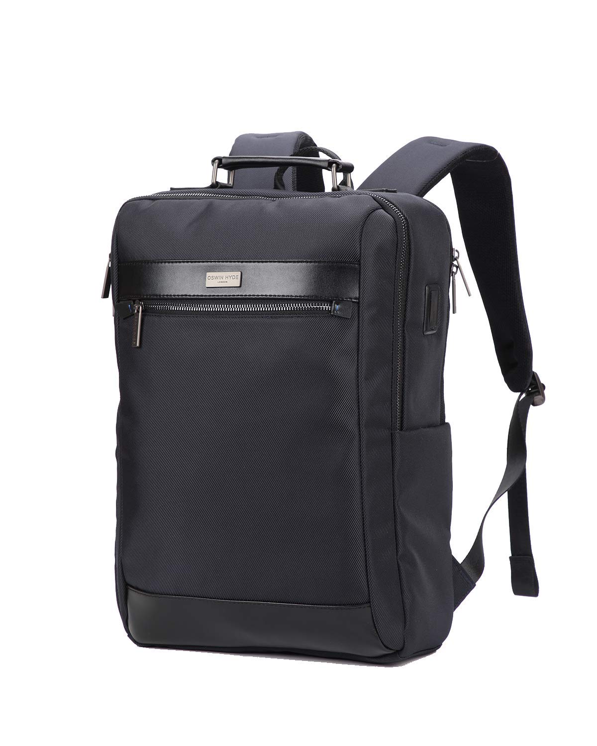 Oswin Hyde Regent Anti Theft Travel Business 15.6" Laptop Backpacks with USB Charging Port, Lightweight Water Resistant Bag Rucksack for Men