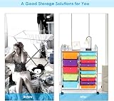 TANGZON 15 Drawer Storage Cart with Lockable Wheels Rainbow 63x37x87cm view 3