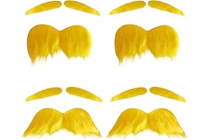 Moonlight Miles 4Pcs Orange Mustache and Eyebrows Set,Funny Fake Beard Costume Accessories for Kids Adults