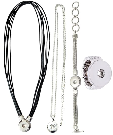 Sunsa Click-Buttons Chunks Schmuck Druckknöpfe klick Button für Schmuck Set: Charms Halskette Ring Armband Damen Mädchen