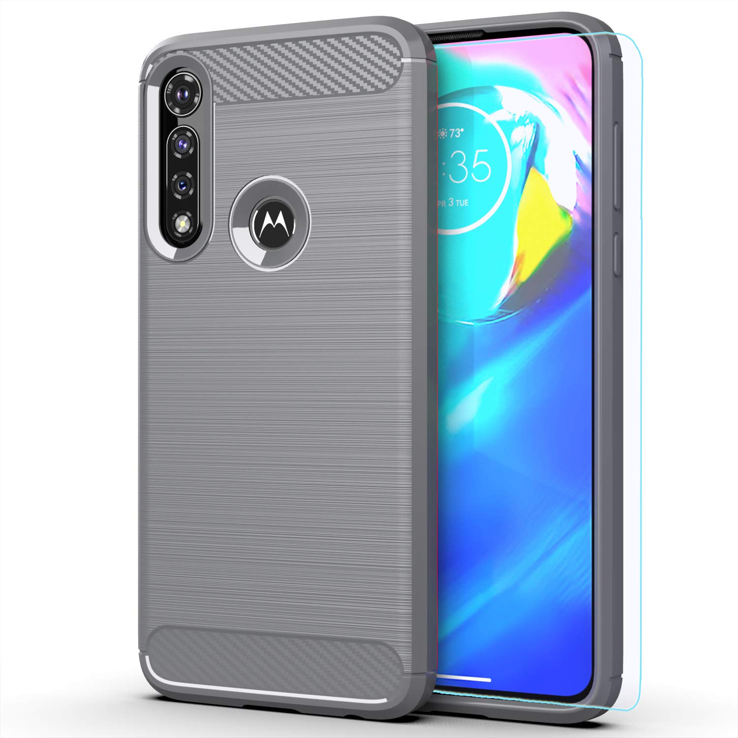 M MAIKEZI for Moto G Power 2020 case, Motorola G Power case 2020 with HD Screen Protector, Soft TPU Slim Fashion Non-Slip Protective Phone Case Cover for Motorola Moto G Power 2020 (Gray Brushed TPU)