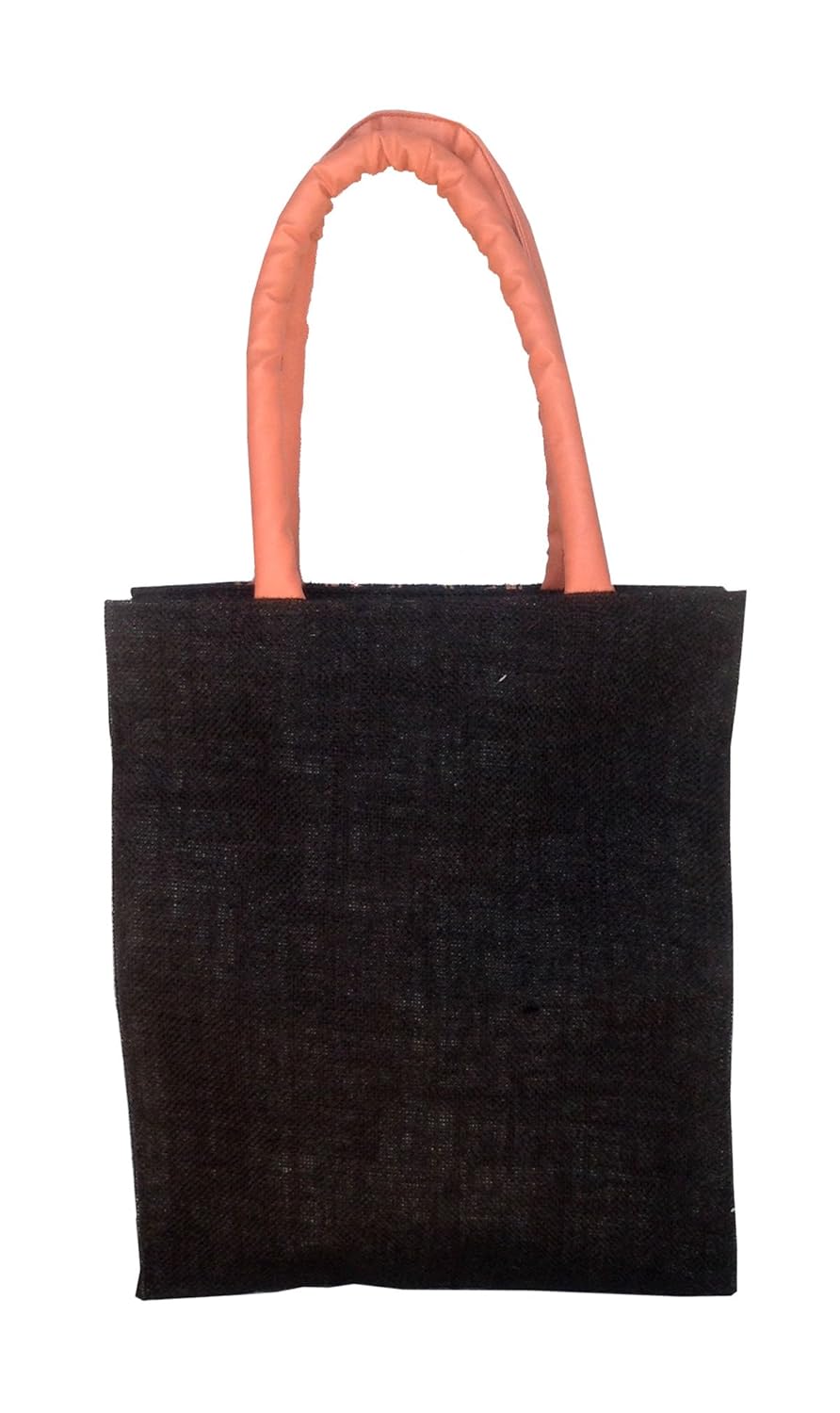 foonty daily use women jute lunch bag(black,5021)