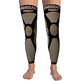 NOSIDAK Full Leg Compression Sleeve (Pair), Copper Knee Sleeves, Anti Slip Compression Stockings, Support for Thigh, Knee, Calf, Arthritis, 20-30mmHg Reduce Varicose Veins, Swelling for Men & Women