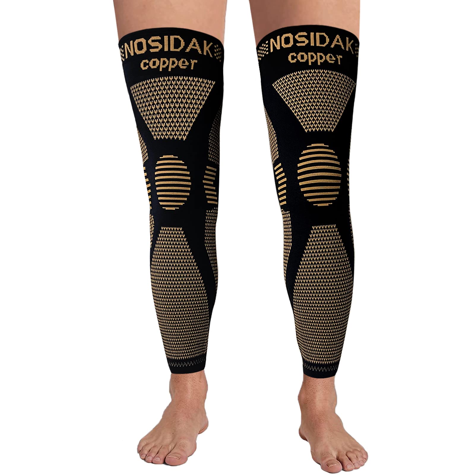 Photo 1 of NOSIDAK Full Leg Compression Sleeve (Pair), Copper Knee Sleeves, Anti Slip Compression Stockings, Support for Thigh, Knee, Calf, Arthritis, 20-30mmHg Reduce Varicose Veins and Swelling for Men & Women