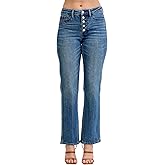 Judy Blue Womens Jeans - Mid Rise Slim Straight Rigid Magic Button-Fly