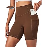 Ewedoos Compression Shorts for Women Spandex Biker Shorts Women Tummy Control with Pockets 6" No Front Seam Yoga Gym Workout