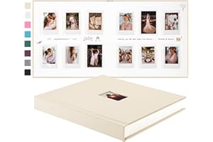 Rseozr 168 Pockets Instax Mini Photo Album For 2x3 Pictures, Linen Hardcover Polaroid Photo Album With Writing Space, Polaroid Album Book For Fujifilm Instax Mini Instant Camera (Beige)