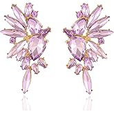Met-edianger Vintage Rhinestone Statement Earrings Retro Big Cluster Crystal Drop Dangle Earrings for Women