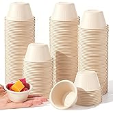 Lyksgir 200 Pack 2 OZ Natural Paper Pulp Condiment Cups, Disposable Souffle Cups, Compostable Portion Cup, for Dips, Food Sample, Jams, Honey, Sauces, Nuts