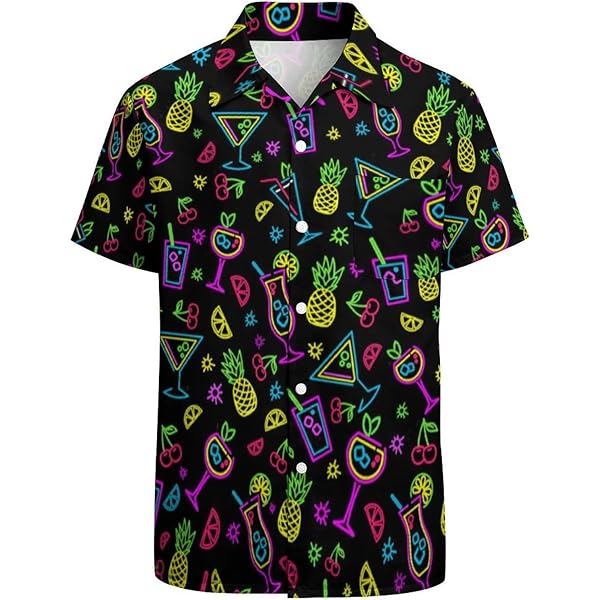 neons様 hawaiian shirt.(music note) 50 黒 Guitar Neon Amazing Aloha Hawaiian Shirt For Summer, Guitar