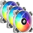 AsiaHorse 140mm Argb Pwm Fan, Triple Computer Case Fan with Advanced Hydraulic Bearing for Silent Operation, Standard 140 mm Case Fan with 3 Pin Interface(3pack White)