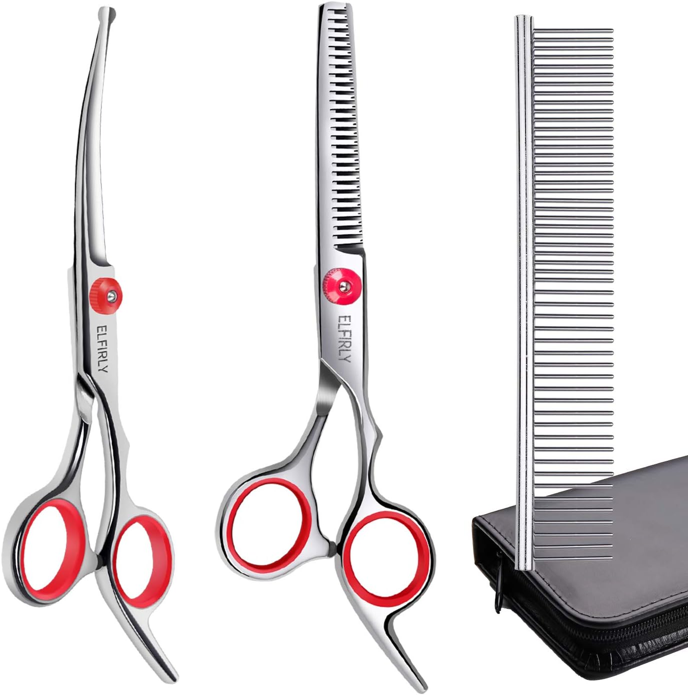 Elfirly Dog Grooming Scissors Set including Safety Round Tip (2 Pack