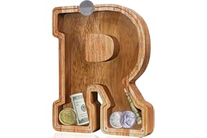 FAO THUOFYR Personalized Large Wooden Kids Letter Piggy Bank - Piggy Bank for Boys-Piggy Bank Girls,Piggy Bank,Piggy Bank for Kids Coin Bank Birthday Gift for Kids,Piggy Banks for Kids Adults Alphabet