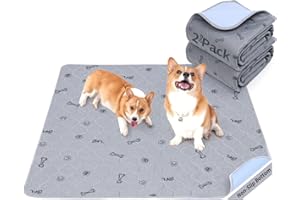 PICK FOR LIFE Washable Pee Pads for Dogs, 2Pack Reusable Puppy Pads, Absorbent Whelping Pads with Bone Print, Non-Slip Waterproof Pet Training Pads for Couch, Crate, Potty Training 18x24