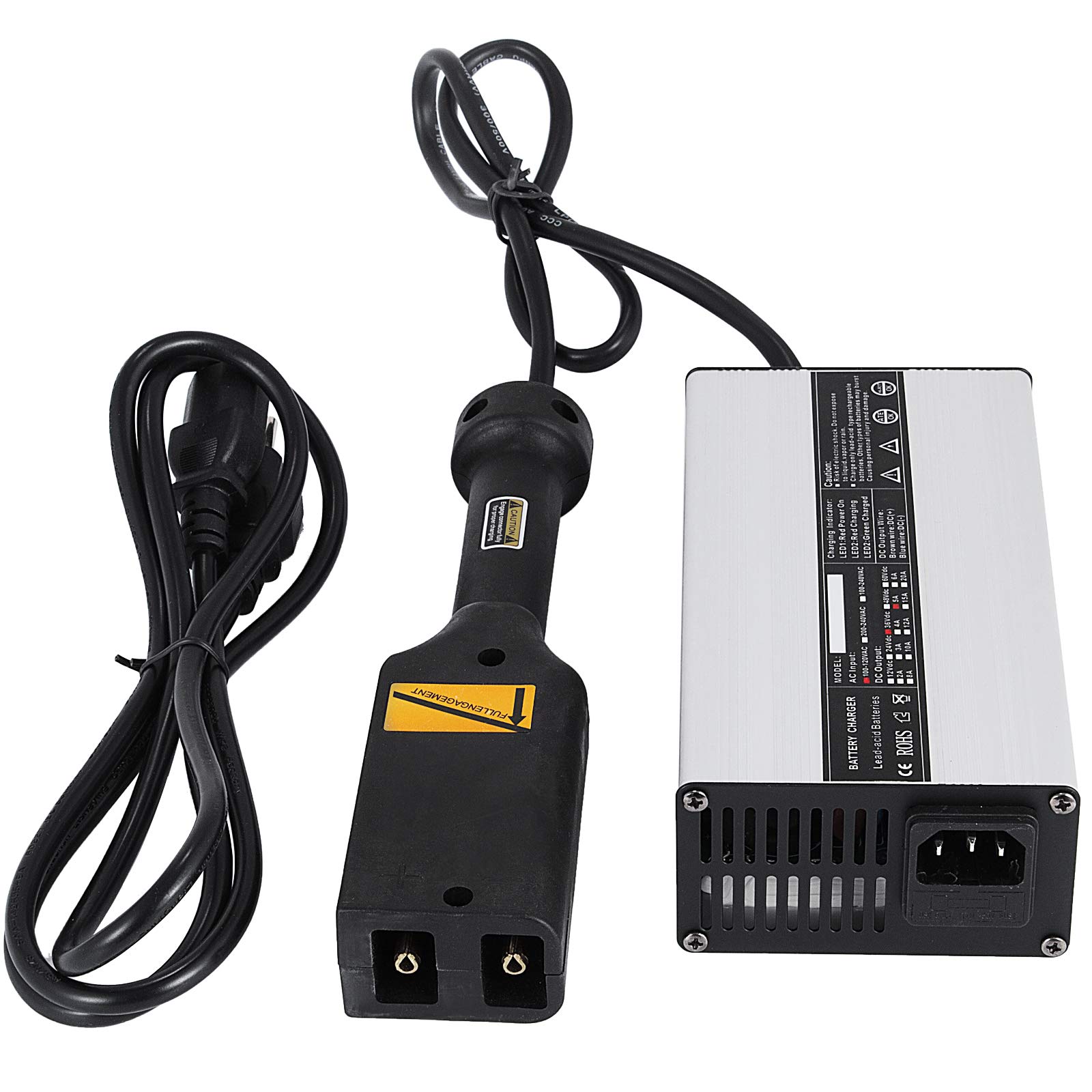 Mophorn 36V 5A Golf Cart Battery Charger for Golf Cart Ez Go Club Car DS TXT Yamaha with 2 LED Indic