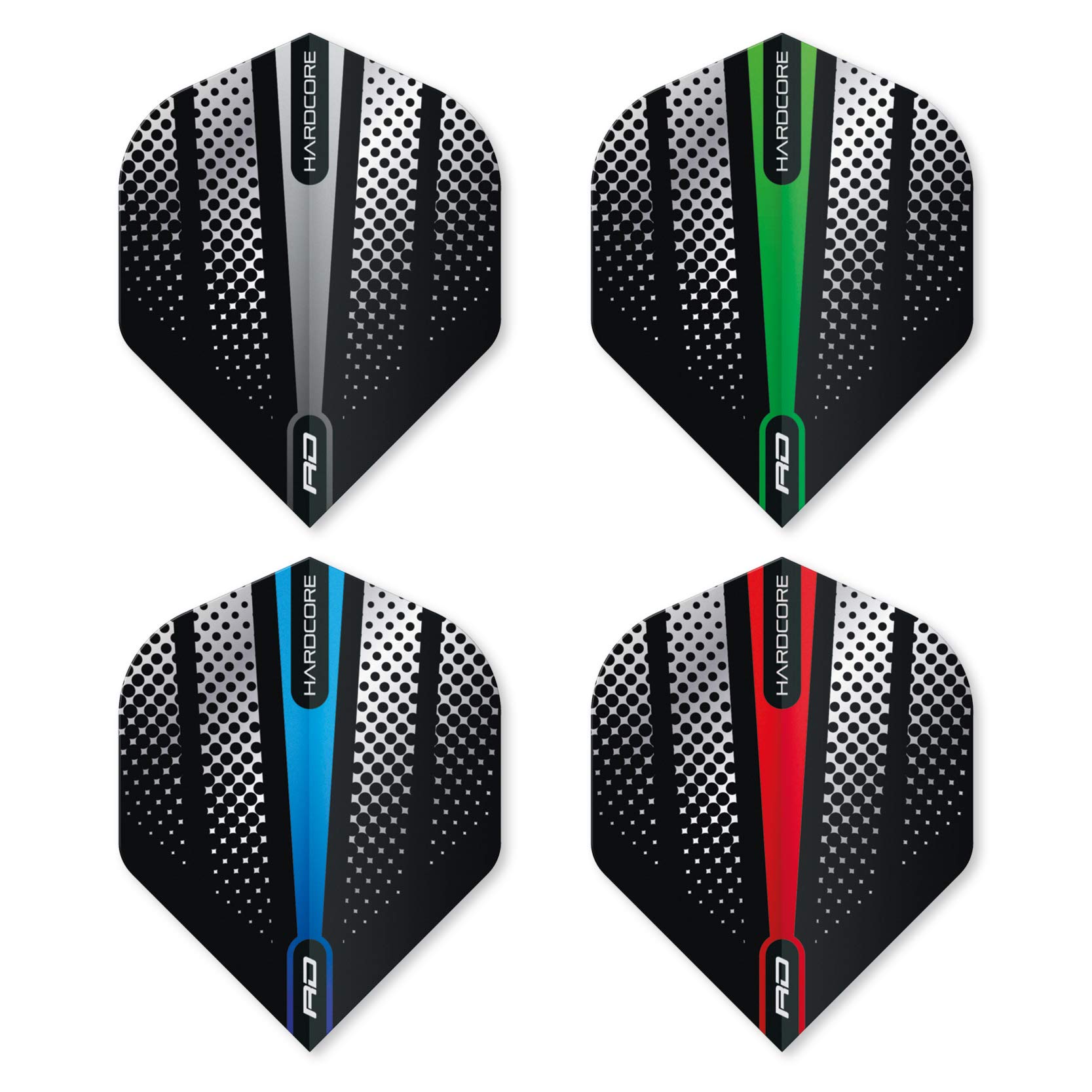 RED DRAGON Hardcore Radical Flash Design Dart Flight Selection Pack - 4 sets Per Pack (12 Dart Flights in total)