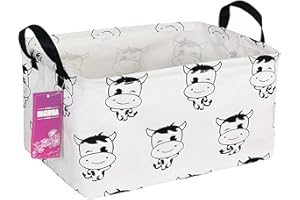 INGHUA Rectangular Storage Basket Fabric Organizer Bin for Toys,Books,Clothes,Gifts,Pets-Perfect for Home,Office,Nursery,Dorm,Shelf(Rec cute cows)