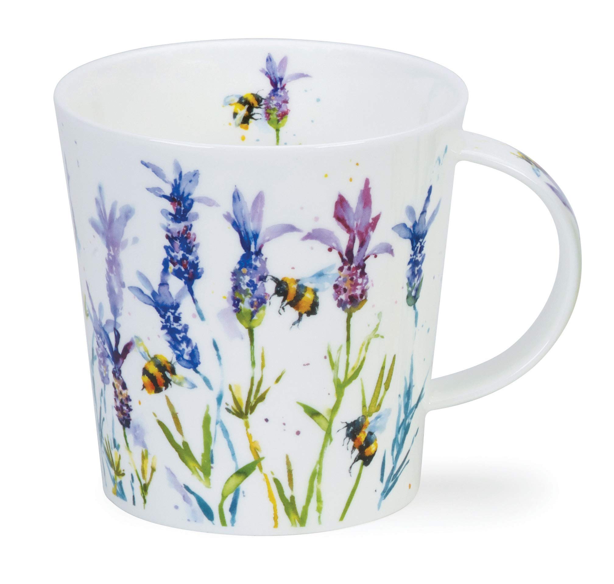 Dunoon Fine Bone China Mug Made in England Cairngorm Shape Busy Bees Pattern 480ml Dishwasher Safe (Lavender)