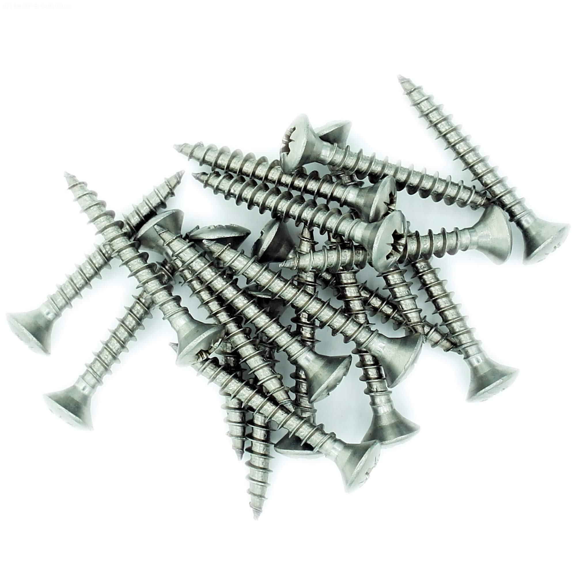 No.4 x 0.8 (3mm x 20mm) Pozi Raised Countersunk Chipboard Screw - Stainless Steel (A2) (Pack of 20)