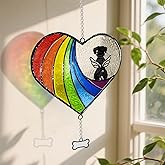 AuntyFey Stained Glass Rainbow Bridge Memorial Gifts for Loss of Dog, Window Hanging Suncatcher Sympathy Passing Away Pet Gifts, Angel Dog