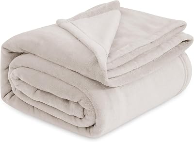 Bedsure Fleece Blanket King Size 270x230 cm Beige 100% Microfibre