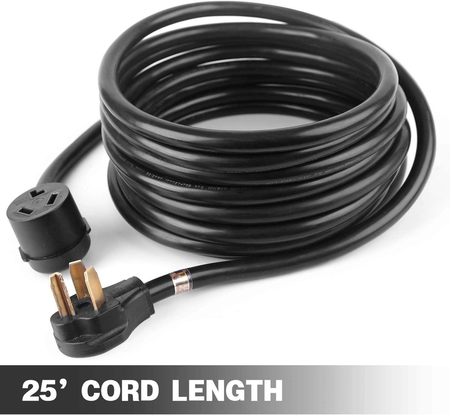 30Amp 3-Prong NEMA 10-30 Dryer Extension Cord with Heavy Duty Thick Anti-Weather Cord (25FT) - - 