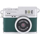 fosa Mini Keychain Camera, 1080P 2MP Small Retro Camera with 0.96in Color Screen, 32GB Memory Card Mini Digital Camera with 6 Filters and LED Flash (Green)