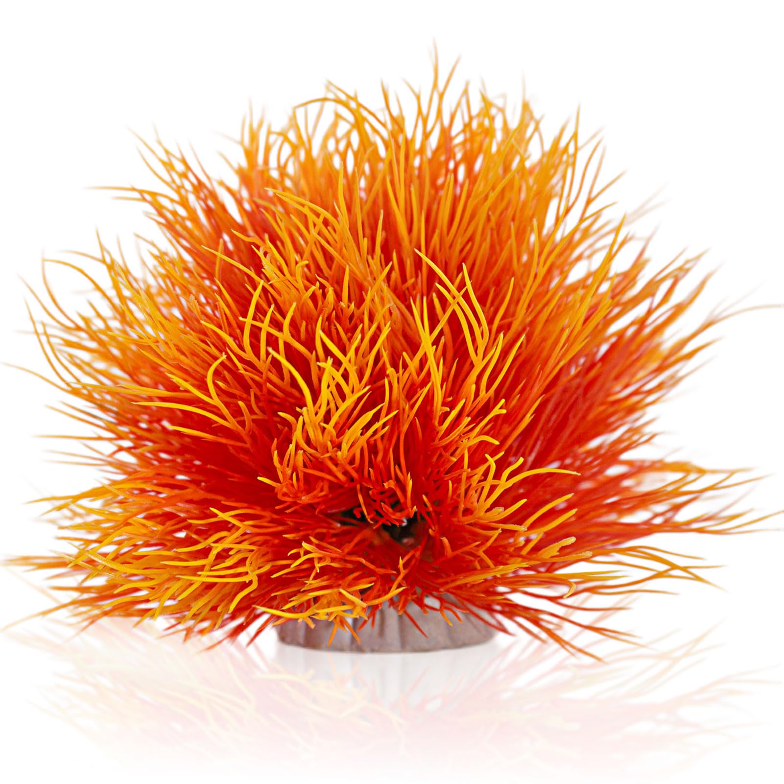 TAOMYPETS Fish Tank Decorations Aquarium Plants Plastic Artificial Décor (Orange)