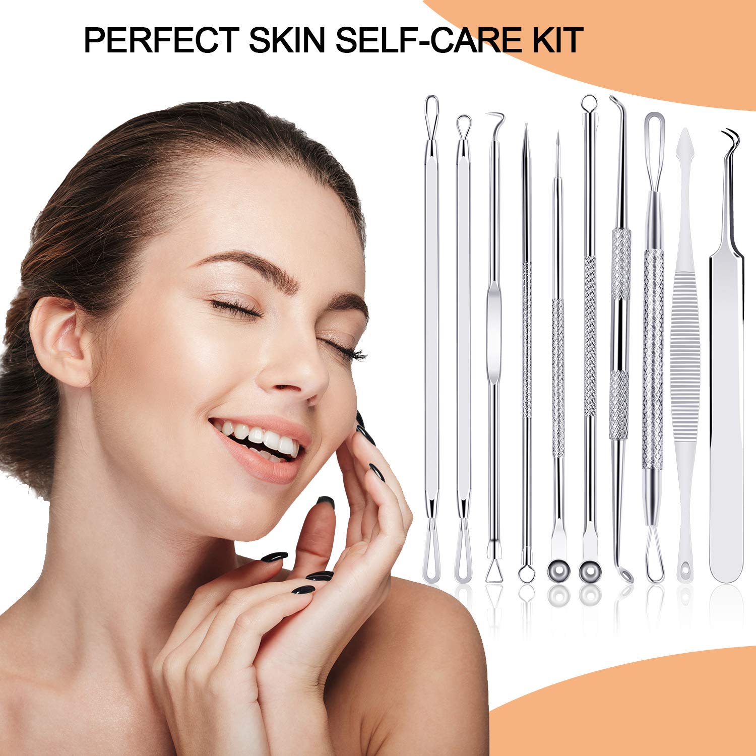 Blackhead Remover Pimple Popper Tool Kit 10 Pcs, Comedone Pimple Extractor Tool, Acne Kit for Blackhead, Whitehead Popping, Zit Removing: Beauty